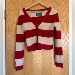 American Eagle cream/red striped cardigan size XS